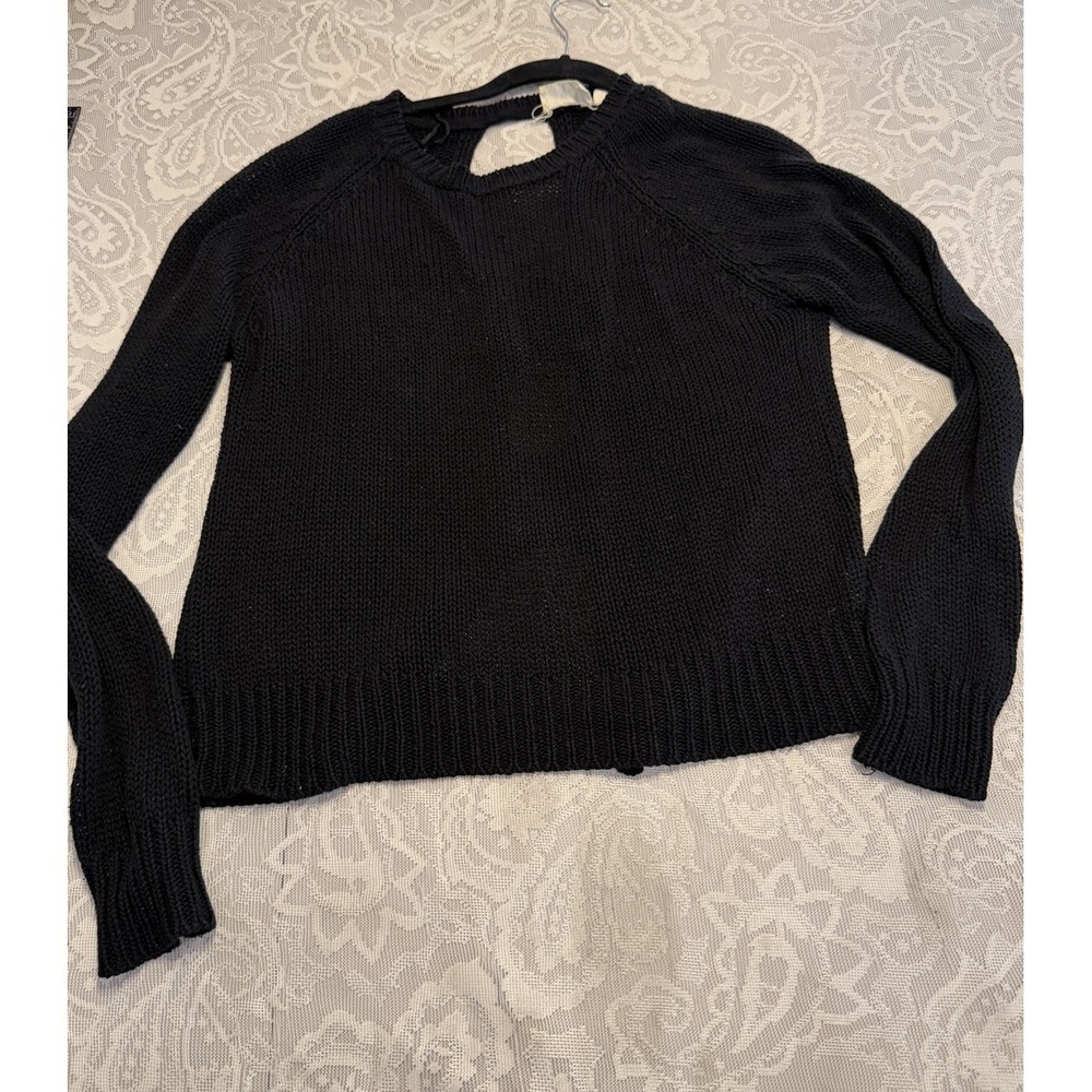 REV Revelation Black Sweater Open Keyholes On Back Witchy Whimsy Goth Lagen L